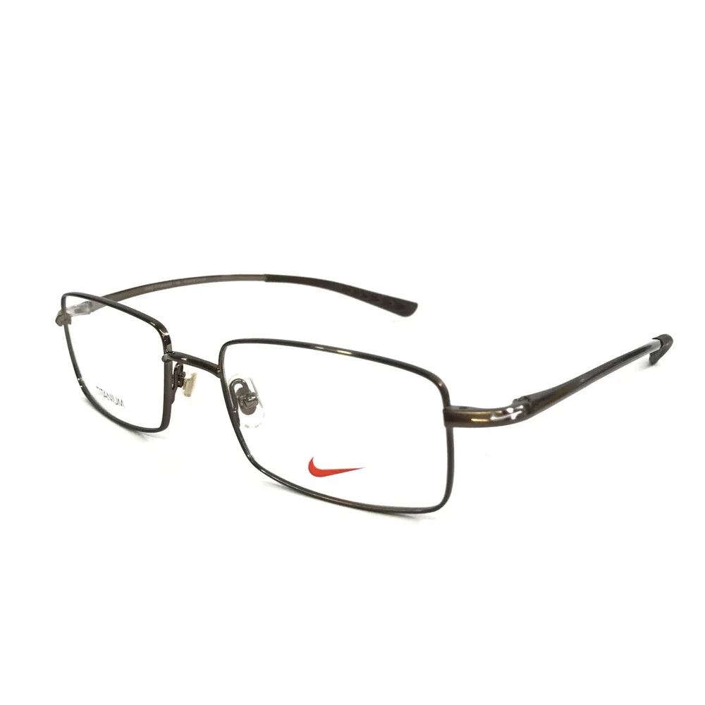Nike Eyeglasses Frames 6008 200 Gloss Gunmetal Wire Rim Titanium 54-18-140